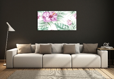 Schilderij glas Hawaiiaanse bloemen