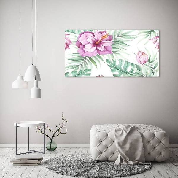 Schilderij glas Hawaiiaanse bloemen