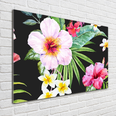Glazen schilderij Hawaiiaanse bloemen