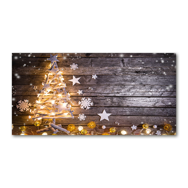 Foto schilderij op glas Verlichte kerstboom