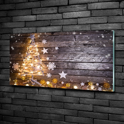 Foto schilderij op glas Verlichte kerstboom