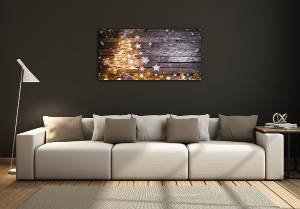 Foto schilderij op glas Verlichte kerstboom