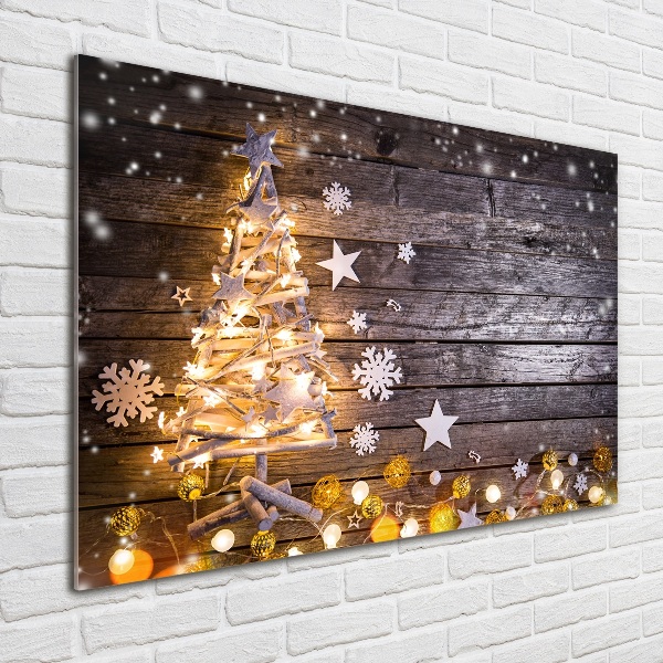 Foto schilderij op glas Verlichte kerstboom