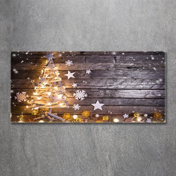 Foto schilderij op glas Verlichte kerstboom