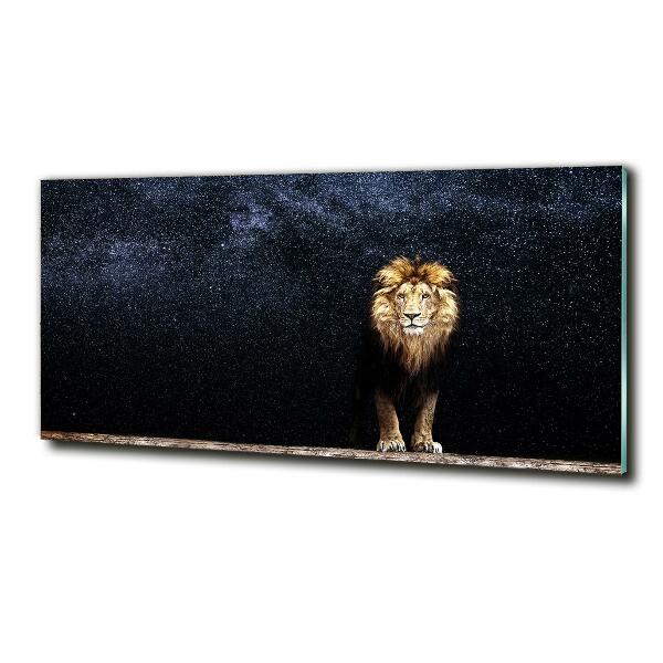 Glazen schilderij Leeuw tegen de sterren