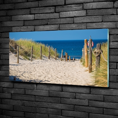 Schilderij op glas duinen aan zee