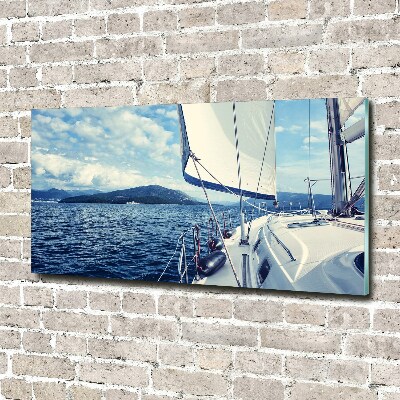 Glazen schilderij Een jacht tegen de zee