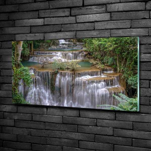 Foto schilderij op glas Waterval in het bos