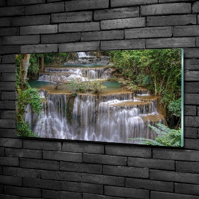 Foto schilderij op glas Waterval in het bos