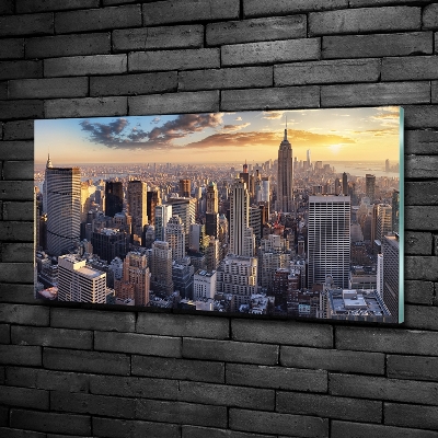 Foto schilderij op glas New York vanuit vogelperspectief