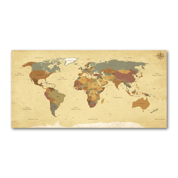 Foto schilderij op glas Politieke kaart