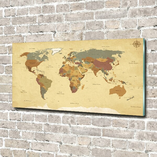 Foto schilderij op glas Politieke kaart