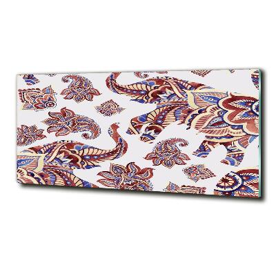 Schilderij glas Olifantenornamenten