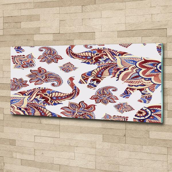 Schilderij glas Olifantenornamenten