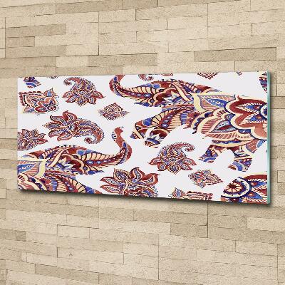 Schilderij glas Olifantenornamenten