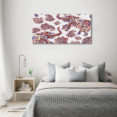 Schilderij glas Olifantenornamenten