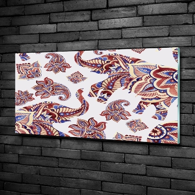Schilderij glas Olifantenornamenten