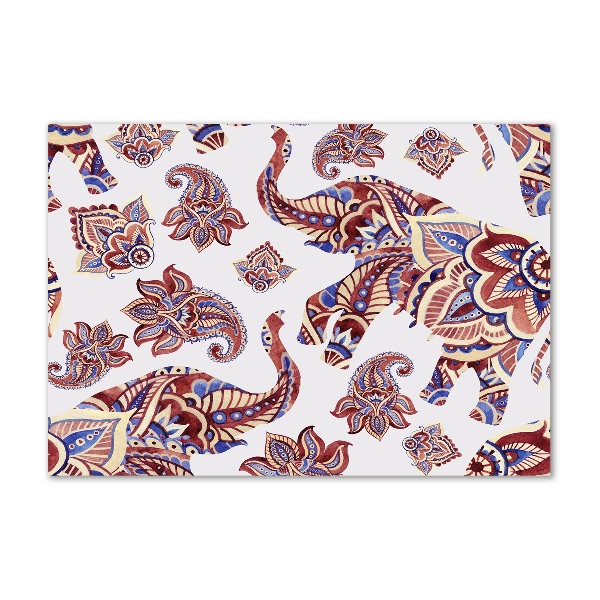 Schilderij glas Olifantenornamenten