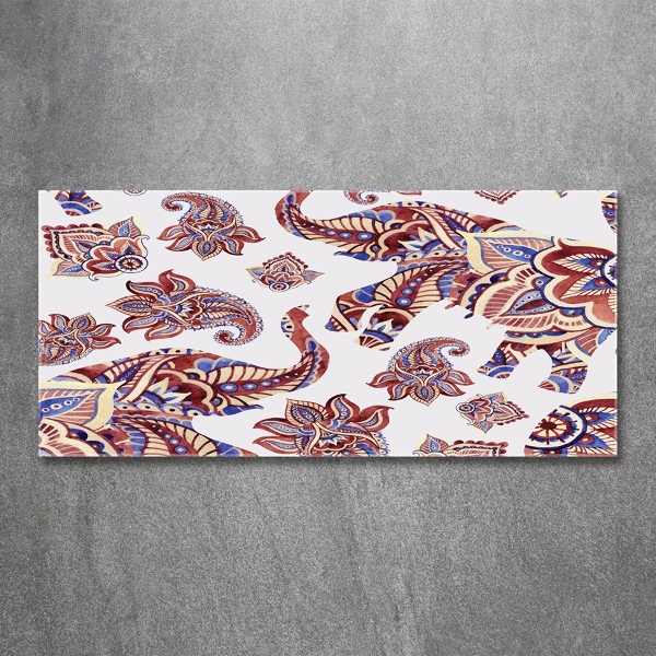 Schilderij glas Olifantenornamenten