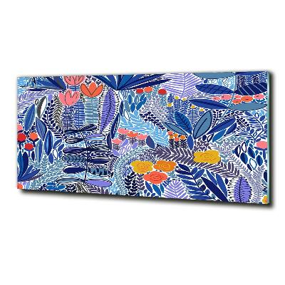 Schilderij glas Bloemenpatroon