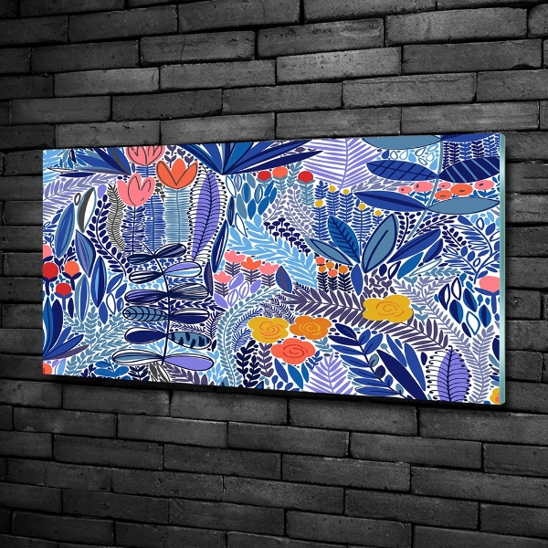 Schilderij glas Bloemenpatroon