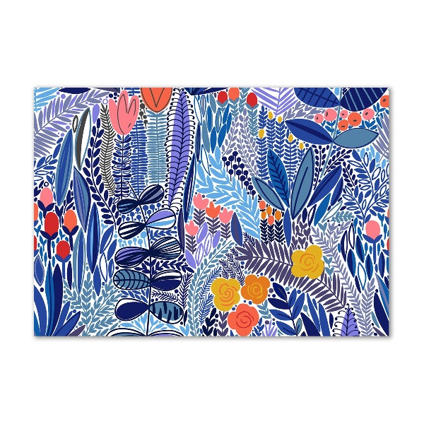 Schilderij glas Bloemenpatroon