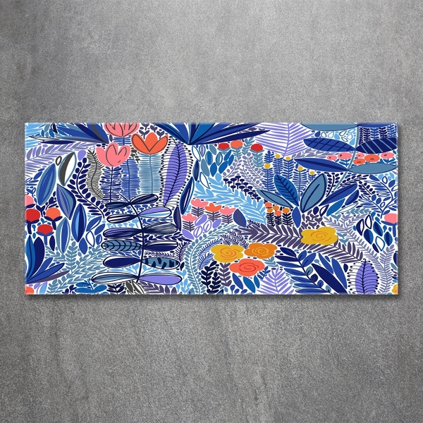 Schilderij glas Bloemenpatroon