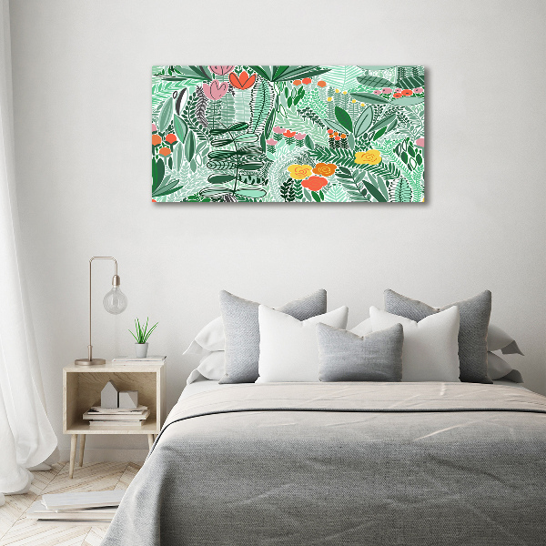 Glazen schilderij Bloemenpatroon