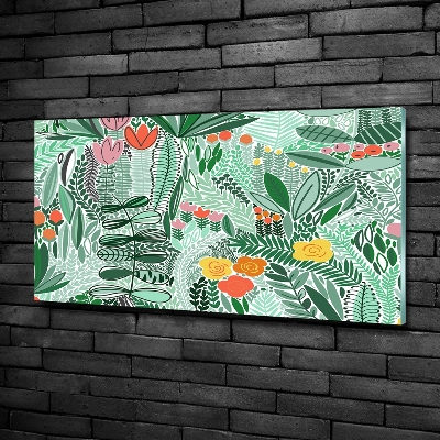 Glazen schilderij Bloemenpatroon