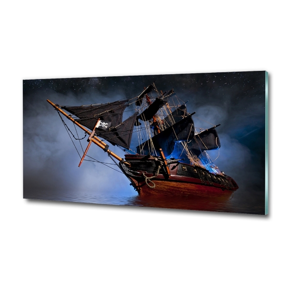 Glazen schilderij Piratenschip