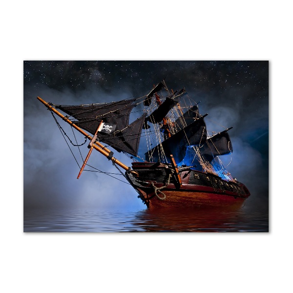 Glazen schilderij Piratenschip