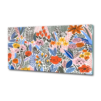 Schilderij op glas Bloemenpatroon