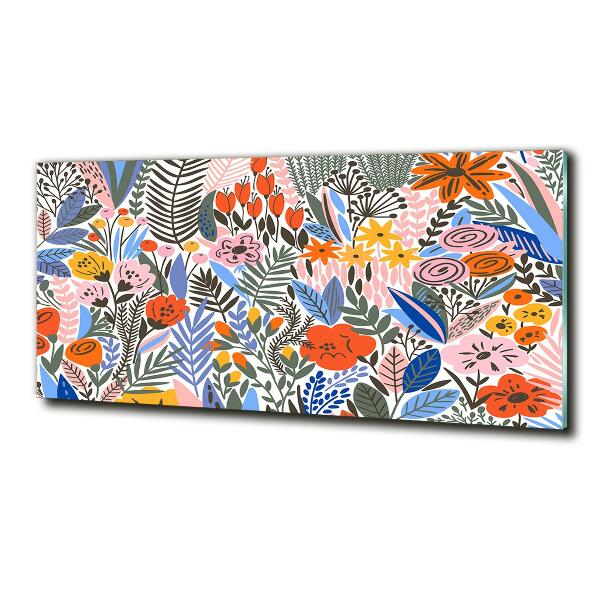 Schilderij op glas Bloemenpatroon