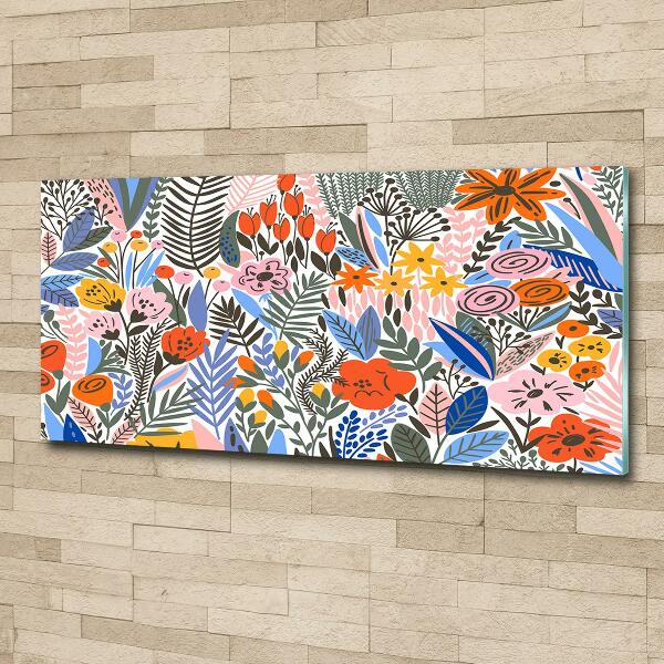 Schilderij op glas Bloemenpatroon