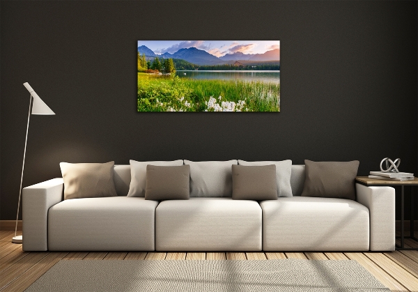 Glazen schilderij Meer in de bergen