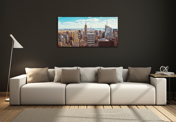 Foto schilderij op glas New York vanuit vogelperspectief
