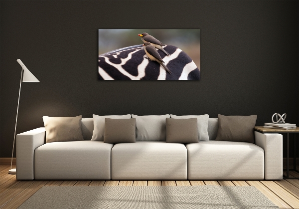 Schilderij op glas Vogels en zebra's