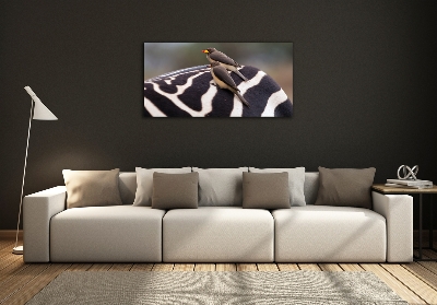 Schilderij op glas Vogels en zebra's