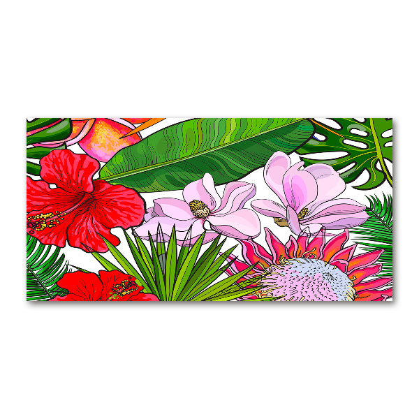 Glazen schilderij Hawaiiaanse bloemen