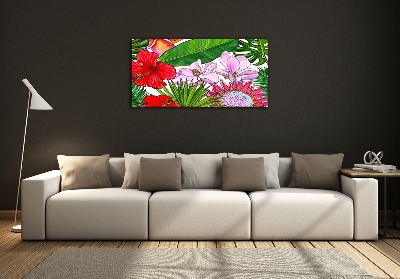 Glazen schilderij Hawaiiaanse bloemen