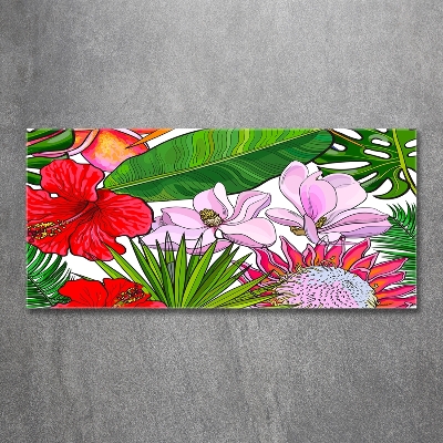 Glazen schilderij Hawaiiaanse bloemen