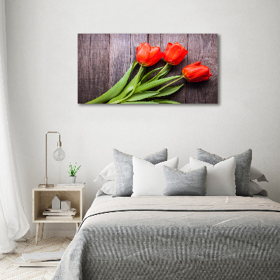 Glazen schilderij Rode tulpen