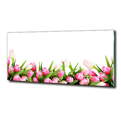 Foto schilderij op glas Roze tulpen