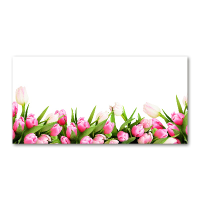 Foto schilderij op glas Roze tulpen