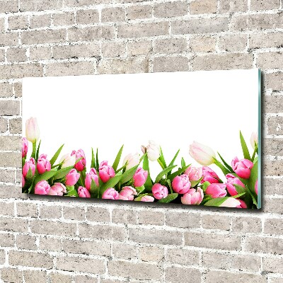 Foto schilderij op glas Roze tulpen
