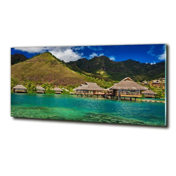 Schilderij glas Bungalows boven het water