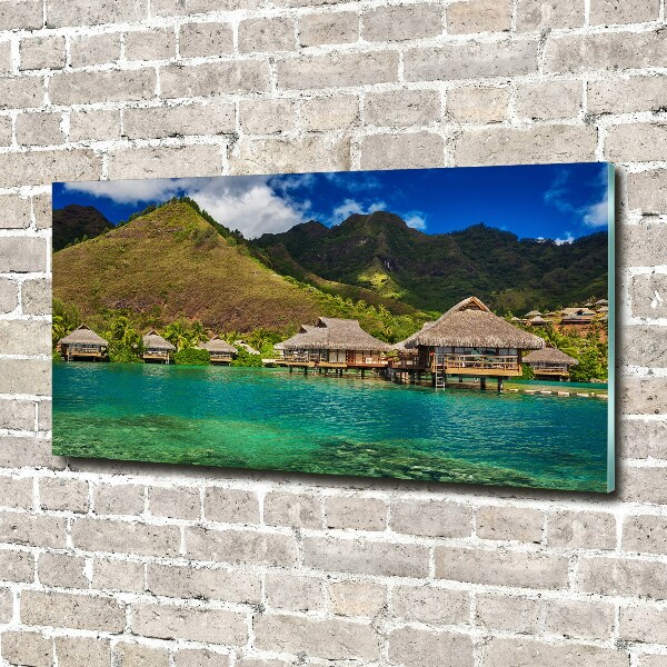 Schilderij glas Bungalows boven het water