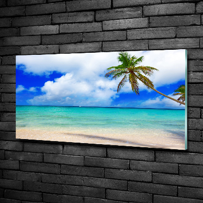 Schilderij glas Caribisch strand