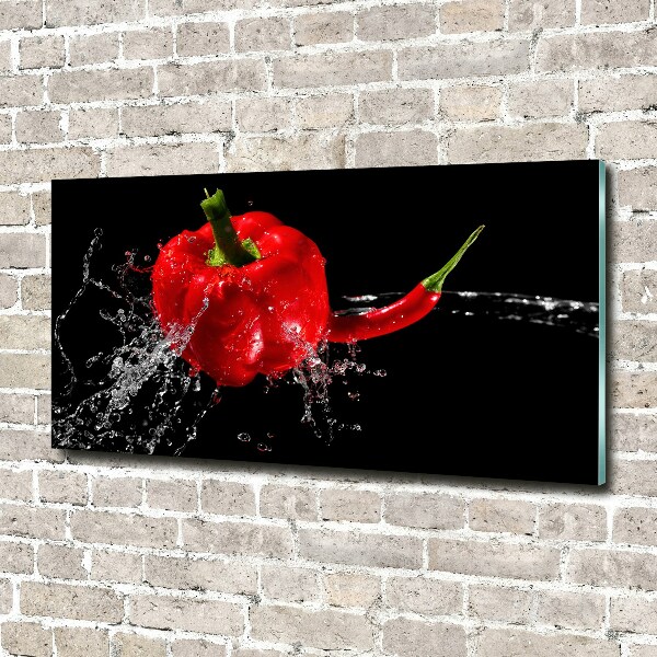 Schilderij op glas Rode paprika's