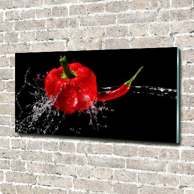 Schilderij op glas Rode paprika's